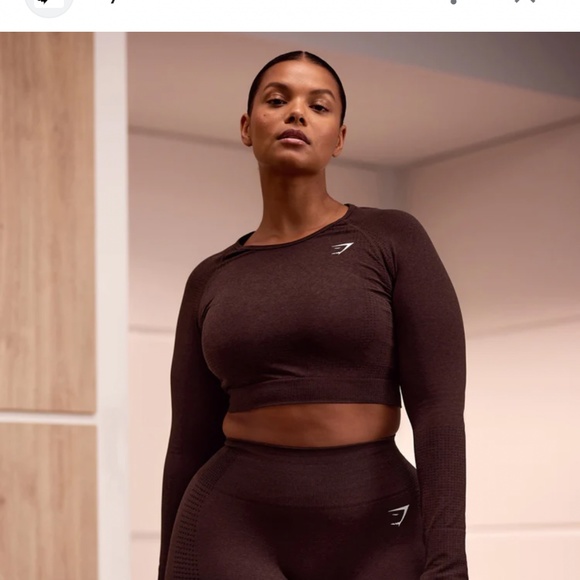 Gymshark Vital Seamless Cherry Brown Marl Longsleeve - Picture 1 of 4